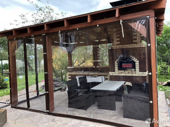 Прозрачные Шторы на беседку веранду