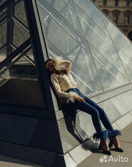 Lichi джинсы с перьями