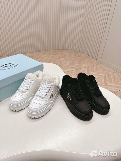 Кроссовки кеды на меху Prada