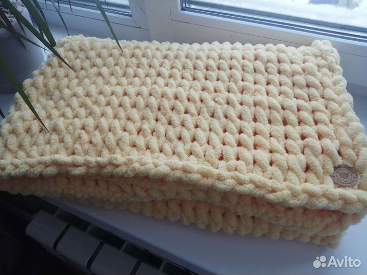 Плед вязаный, ручная работа