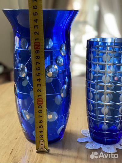 Вазы кобальт хрусталь СССР