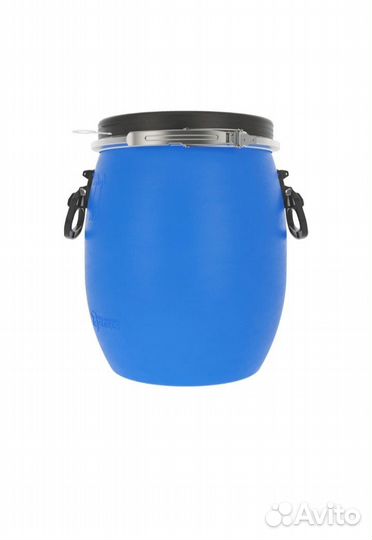 Бочка пластиковая литров с крышкой и хомутом новая