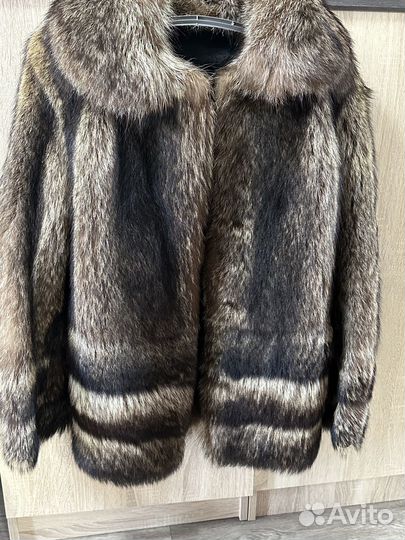 Шуба из меха енота
