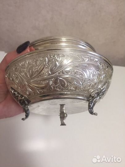 Сахарница серебряная новая