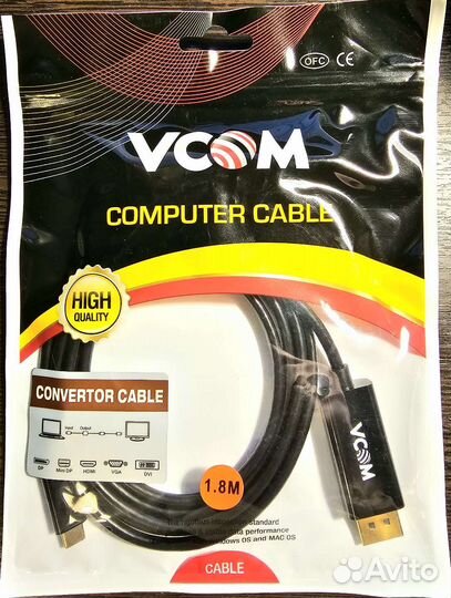 Кабель VCom USB3.1 Type-C - DisplayPort 1.8m Новый