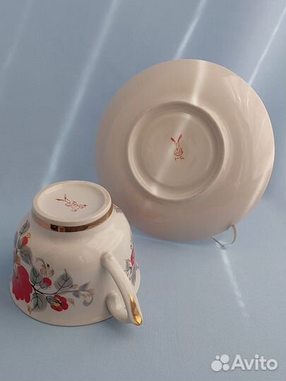 Чайная пара- гигант, фарфор, Светловодский фз