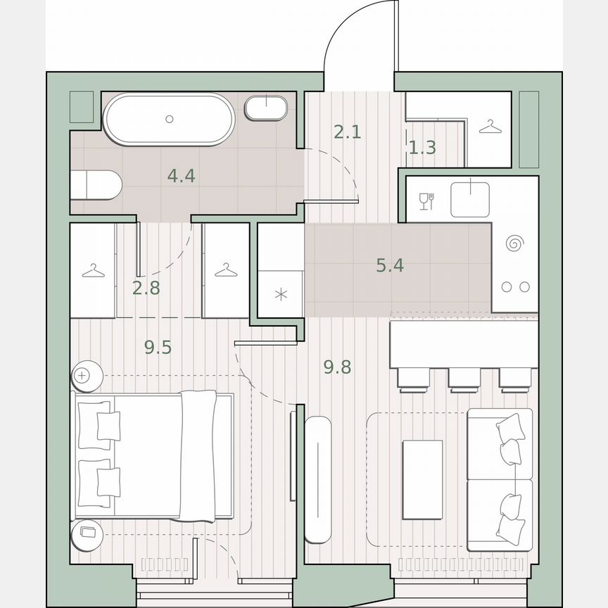 1-к. квартира, 35,3 м², 5/27 эт.