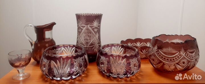 Вазы аметистовое стекло СССР. 30-50г. Старинные