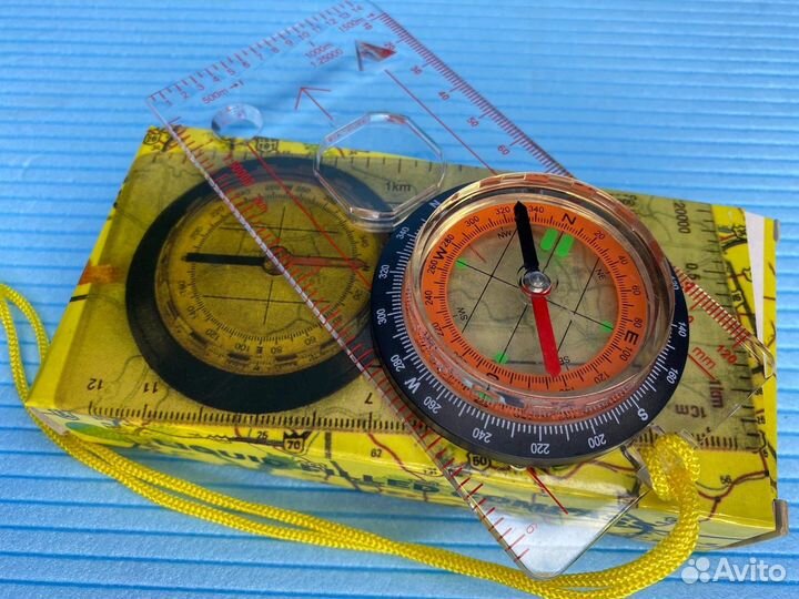 Компас жидкостный 3в1 + линейка +лупа