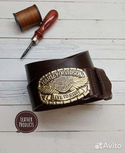 Мужской кожаный ремень ручной работы