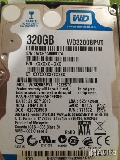 Жесткий диск hdd ide 2.5