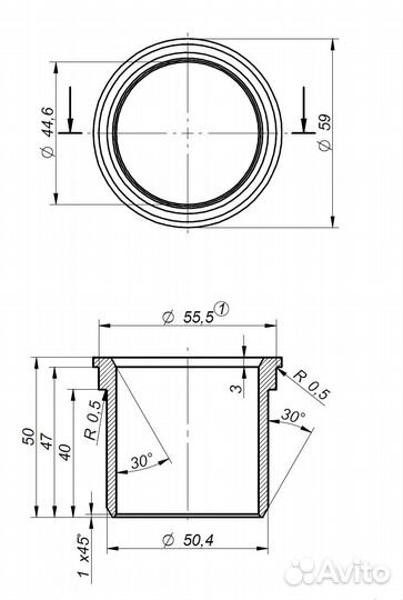 Втулка тормоза наката прицепа knott d45, в компл