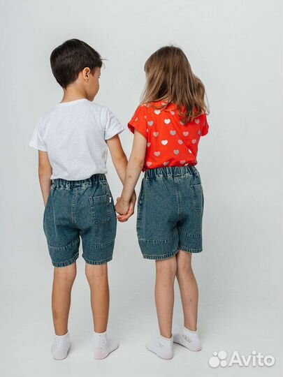 Джинсовые шорты карго для девочек и мальчиков