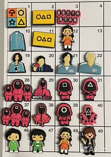 Джиббитсы Crocs украшения для обуви игра в кальмар