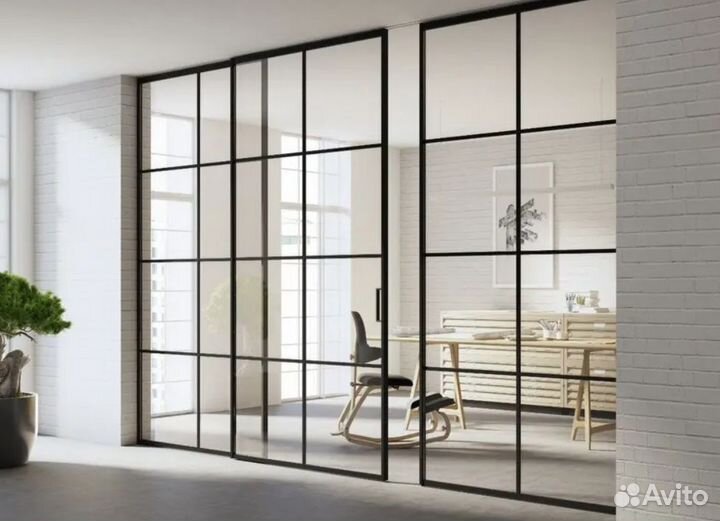 Стеклянная перегородка лофт