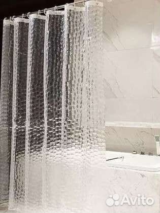 Прозрачная штора для ванной комнаты