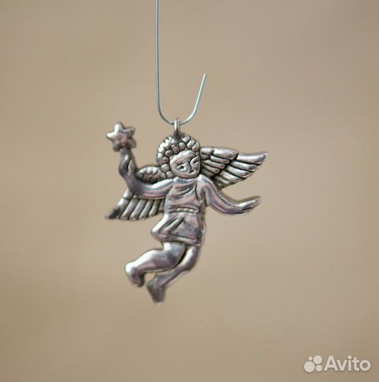 Ангел со звездой серебряная подвеска кулон
