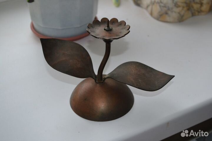 Подсвечник медный выс 12 см шири18