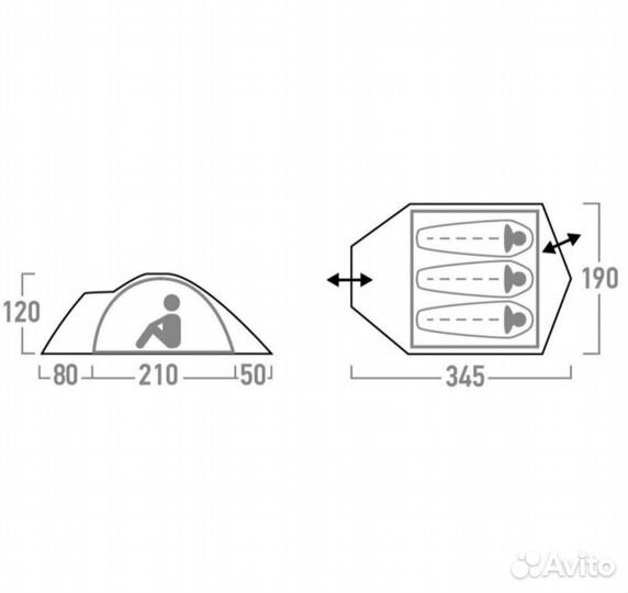 Палатка 3 местная, Outventure Cadaques 3