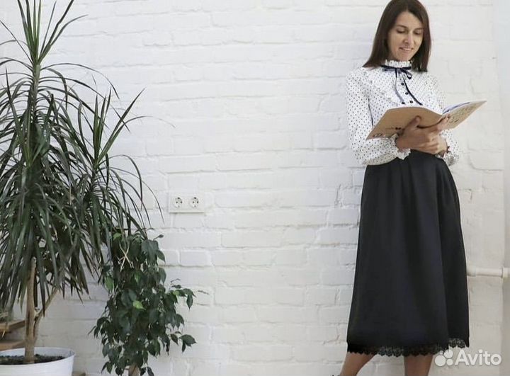 Блузка женская белая в горошек хлопок 42-44 новая