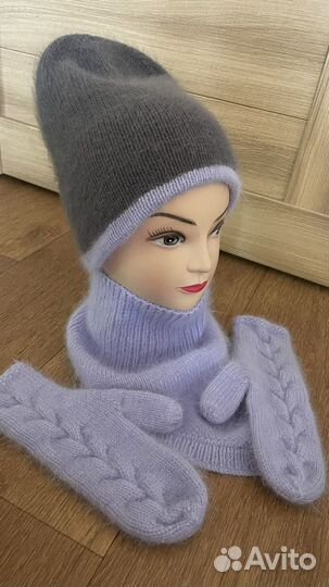 Шапка снуд и варежки зима