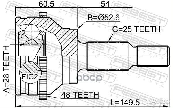 ШРУС наружный задний 28X52.6X25 nissan terrano