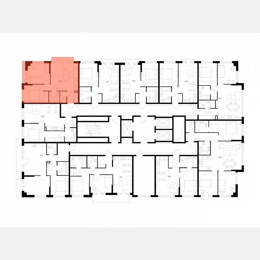 2-к. квартира, 49,8 м², 8/23 эт.