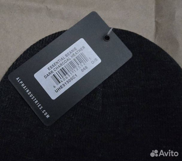 Шапка Alpha Industries теплая серая с подворотом н