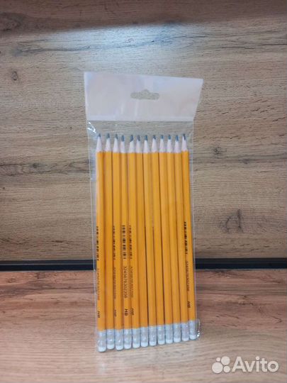 Простые карандаши с ластиком HB, набор 12 шт