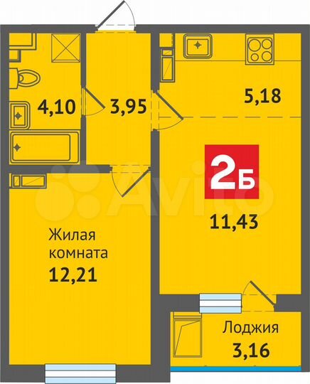 2-к. квартира, 40 м², 1/9 эт.
