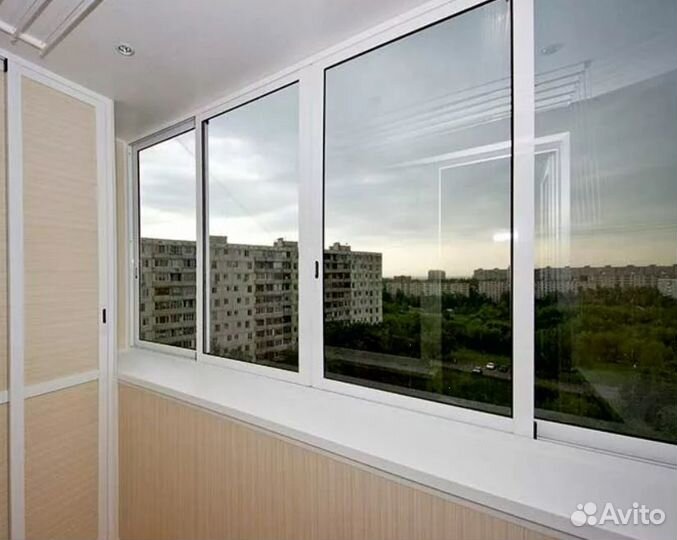 Остекление алюминиевое с отделкой