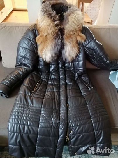 Пуховик женский эко-кожа