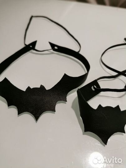 Чокер кожаный(натуральная кожа) Летучая мышь