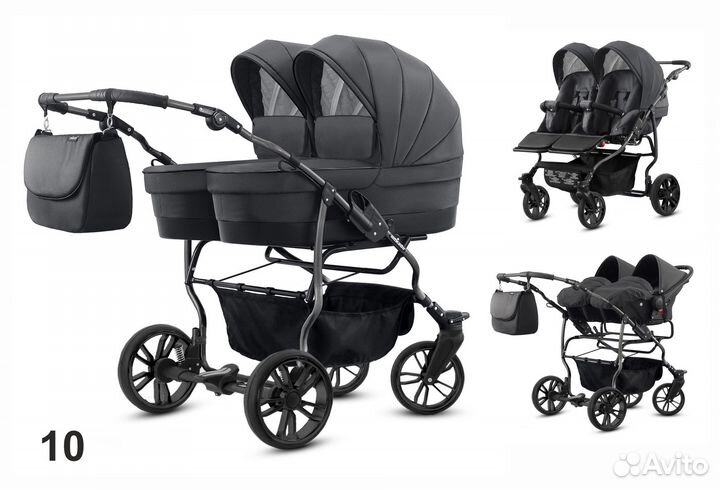 Коляска для двойни mikado 3 в 1