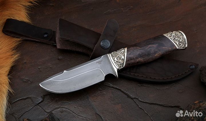 Нож Хаска сталь Р18, рукоять карельская береза кор