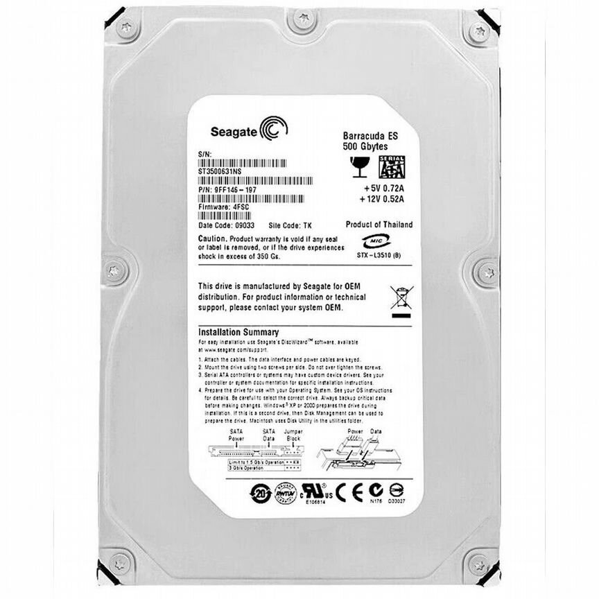 [ST3500631NS] Жесткий Диск Seagate 500gb 3,5" Hdd St3500631ns