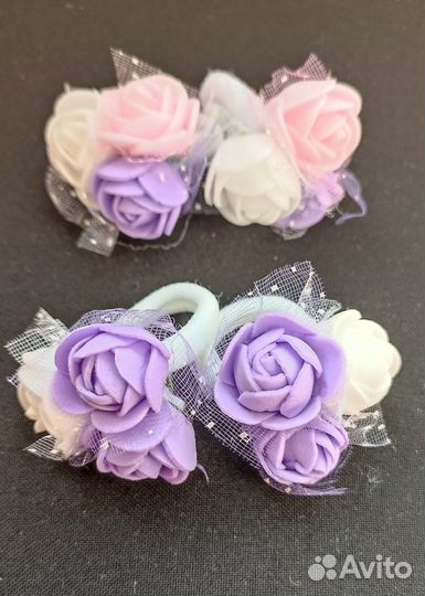 Резинки для волос (пара) ручной работы Розочки