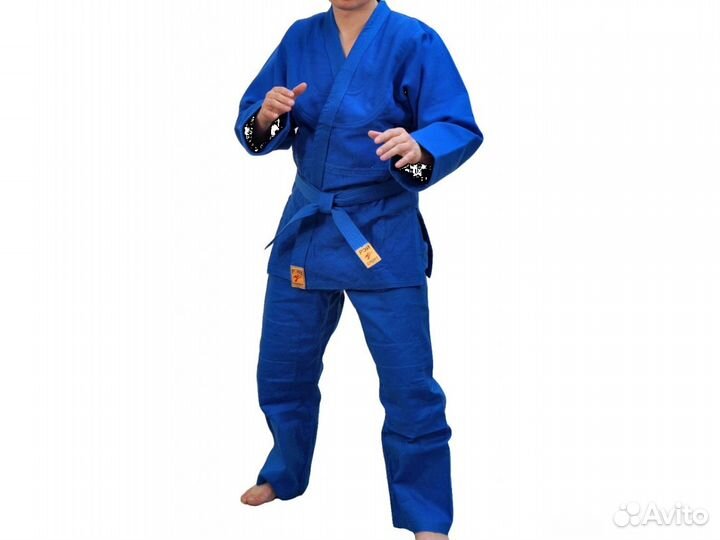 Кимоно для дзюдо Рей Спорт, белый/синий