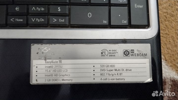 Ноутбук Packard Bell на запчасти