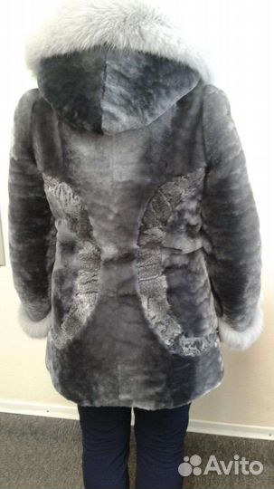 Шуба мутоновая с капюшоном 46 48 размер