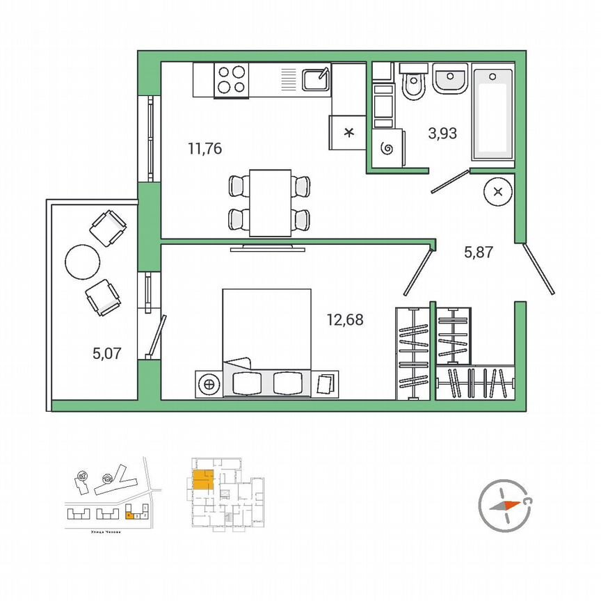 1-к. квартира, 35,9 м², 9/9 эт.