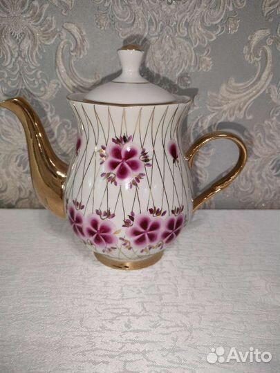 Чайный сервиз золотая сетка СССР костяной фарфор