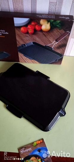 Сковорода чугунная эмалированная гриль