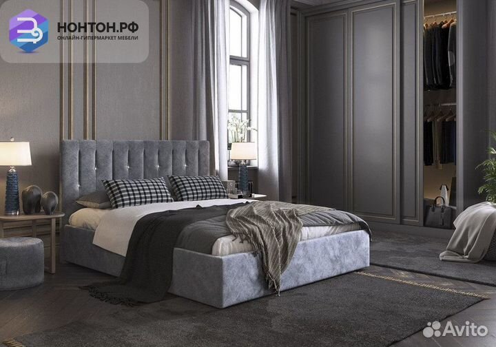 Кровать Кристи 2 1.6 м серая