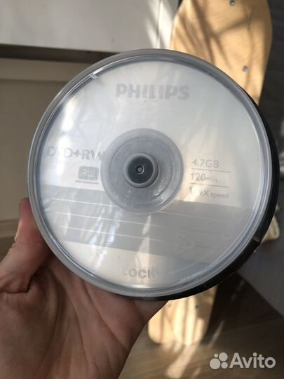 Диск болванка чистый Philips DVD+RW, 10шт упаковка