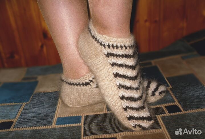 Следки женские из собачьей шерсти Триколор