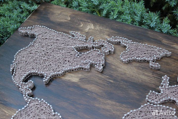 Картина ручной работы карта мира стринг-арт