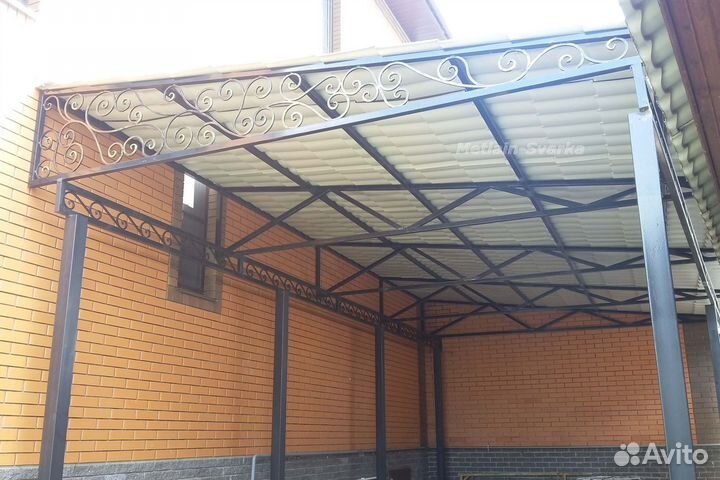 Навес односкатный с металлочерепицей № 17