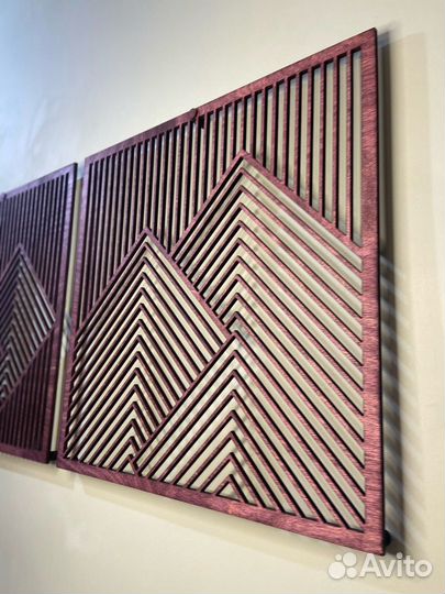 Настенное панно, панно триптих, панно из дерева