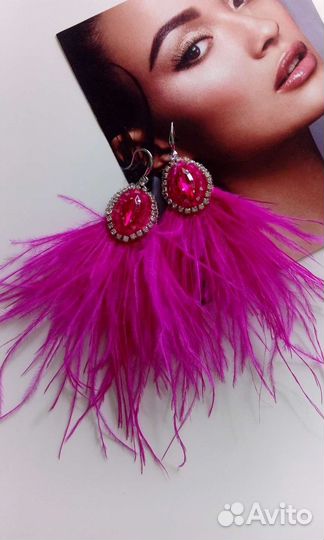 Серьги с перьями
